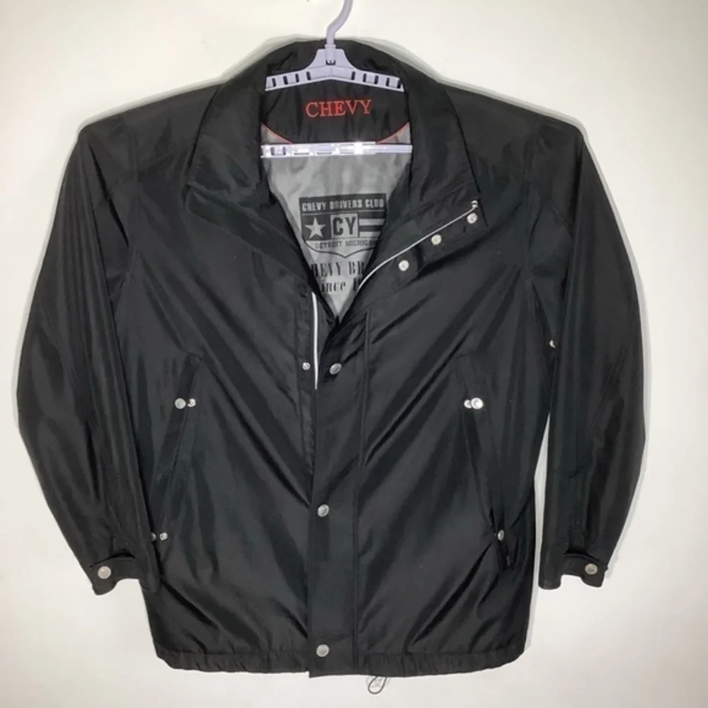Chevy Drivers‎ Club Mens Black Utility Jacket Full Zip and Snap Closure Size 58